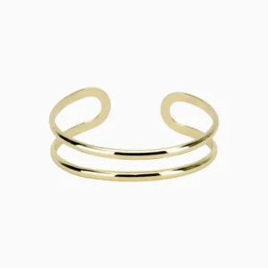 Pulsera De Oro Rigida Abierta Doble