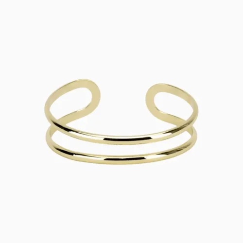 Pulsera De Oro Rigida Abierta Doble