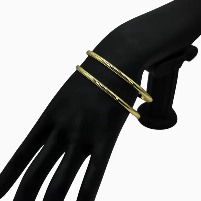Pulsera De Oro Rigida Abierta Doble