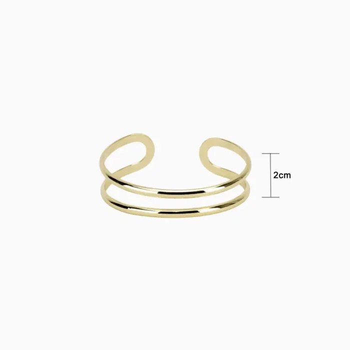 Pulsera De Oro Rigida Abierta Doble