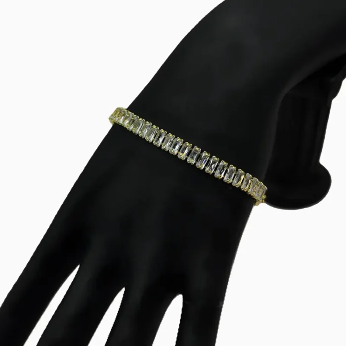 Pulsera De Oro Tenis Blanco Brillante