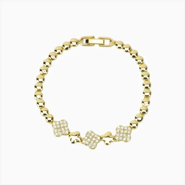 Pulsera De Oro Trébol Brillante
