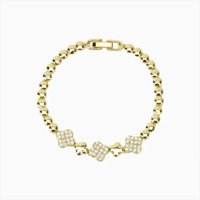 Pulsera De Oro Trébol Brillante