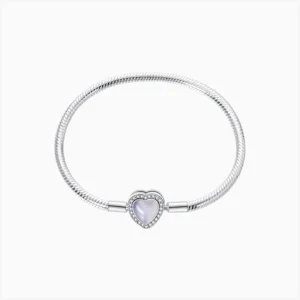 Pulsera De Plata Corazón Azul