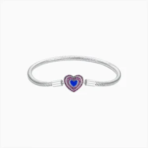 Pulsera De Plata Corazón Brillante