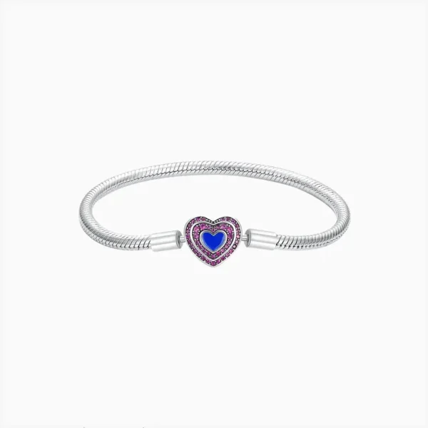 Pulsera De Plata Corazón Brillante