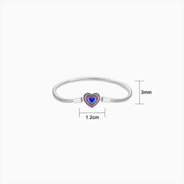 Pulsera De Plata Corazón Brillante