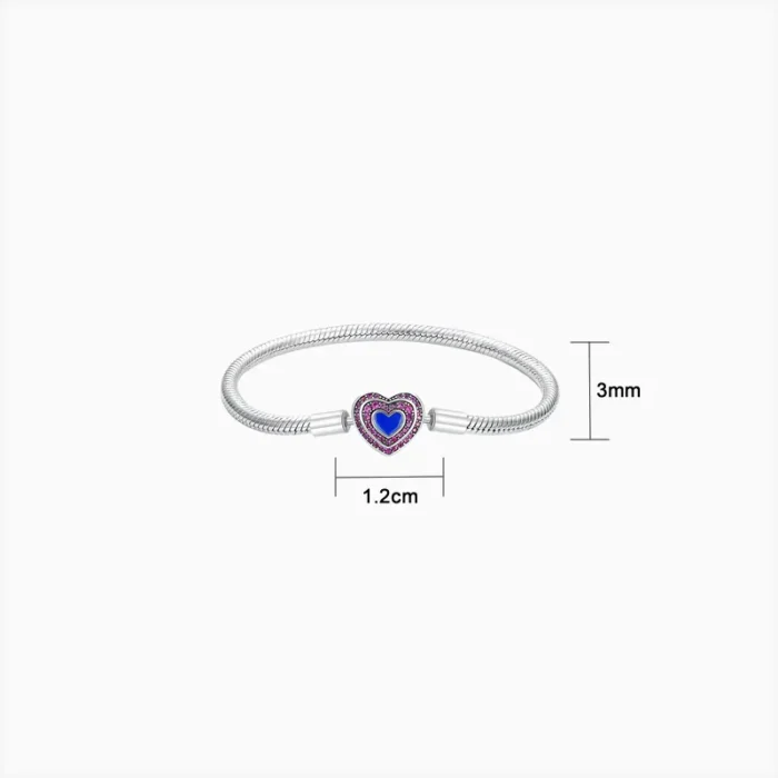 Pulsera De Plata Corazón Brillante