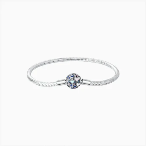 Pulsera De Plata Corazones Y Flores