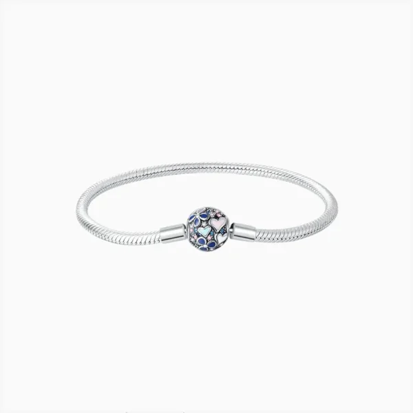 Pulsera De Plata Corazones Y Flores