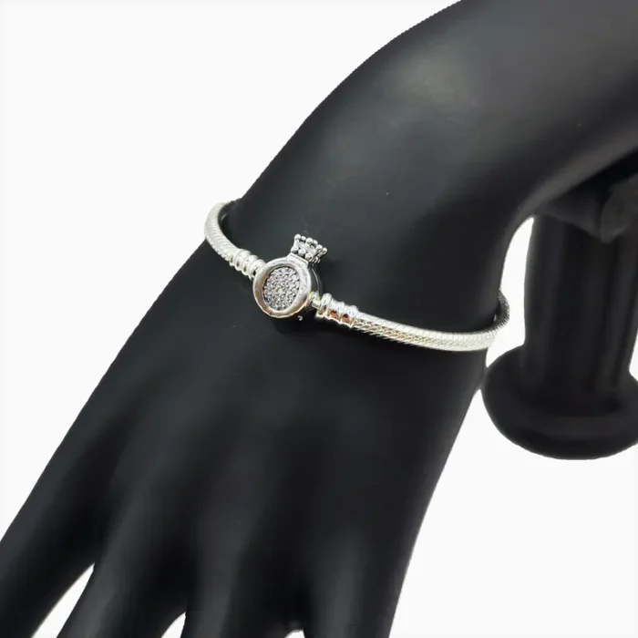 Pulsera De Plata Corona Plateada
