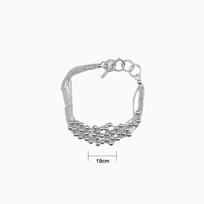 Pulsera De Plata Cuentas Plateadas