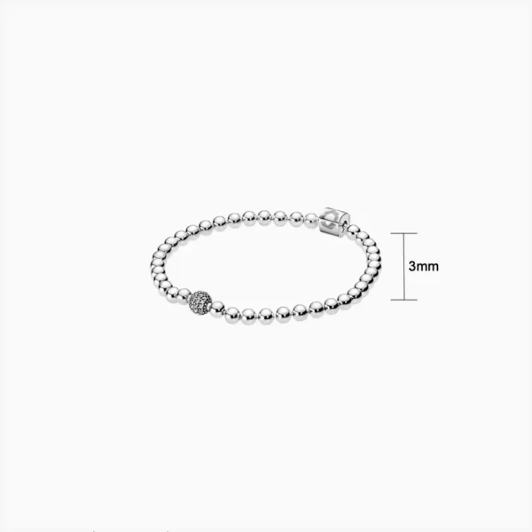 Pulsera De Plata Cuentas Y Pavé