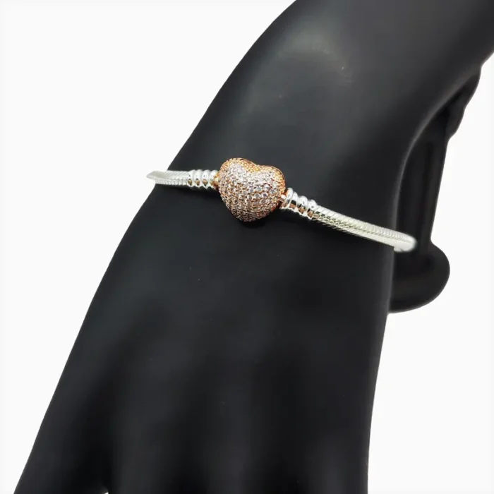 Pulsera De Plata Momentos Brillante Rosa