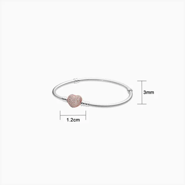 Pulsera De Plata Momentos Brillante Rosa