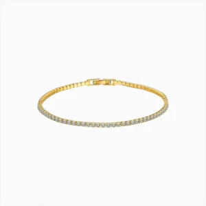 Pulsera De Plata Tenis Dorado