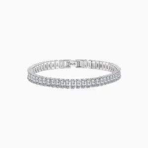 Pulsera De Plata Tenis Rectángulo Brillante