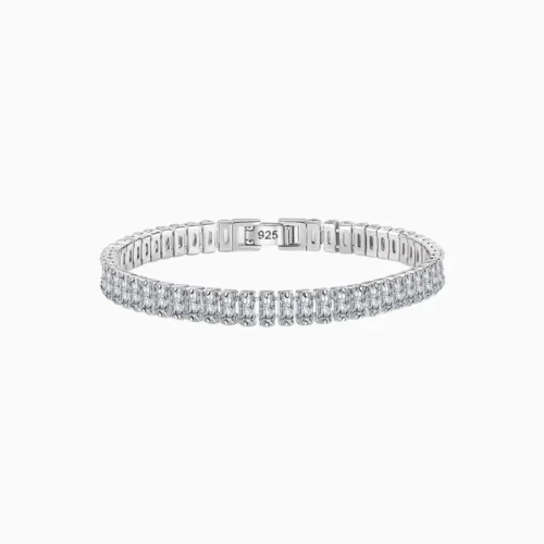 Pulsera De Plata Tenis Rectángulo Brillante